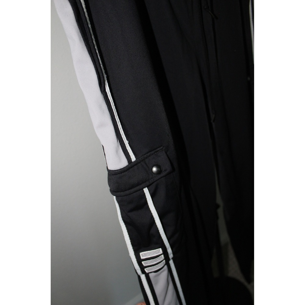 VTG Adidas Cargo Track Pants Black Grey Striped Y2K Men's Large - Picture 3 of 9